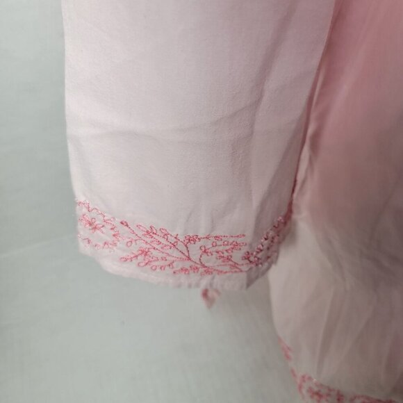 Bass Pink Lightweight Floral Embroidered Bead Cotton 3/4 Sleeve Tunic Size L - Picture 4 of 10
